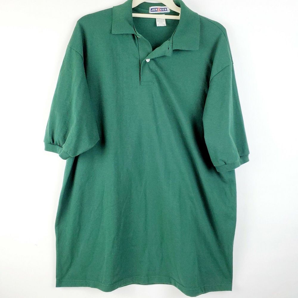 Jerzees Men's Hunter Green Cotton Short Sleeve‎ Polo Shirt Size XL